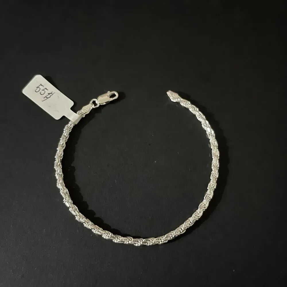 Esclava De Plata 925 Con Tejido Figaro,925 Silver Bracelet 8 Inch